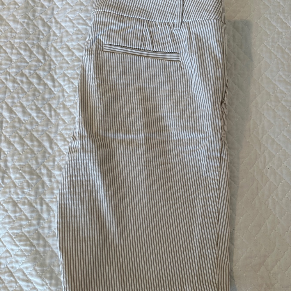 Striped Long Shorts in White and Gray